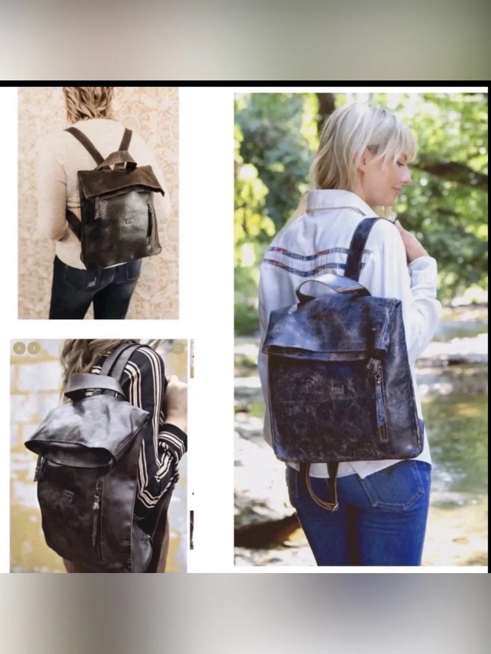 Bed Stu Leather Unisex Howie Flapover Leather Backpack Black Rustic Retail $365